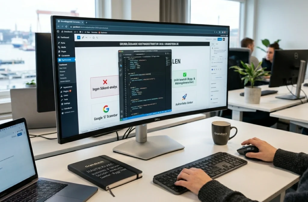 Grandtech-teamet arbetar med webbutveckling och hemsidepriser på kontoret i Göteborg